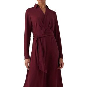Black Label LAUREN Ralph Lauren Burgundy Long Sleeve Day Dress Women's Size 10